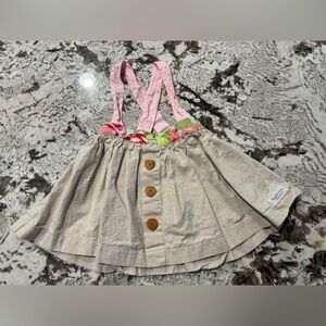 SweetHoney size 4 linen skirt with x back and floral trim